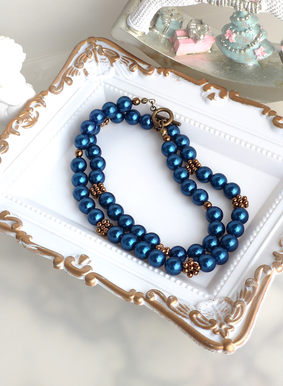 パールとファルファーレのネックレス【モダン】（３種類） 4枚目の画像