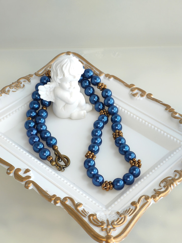 パールとファルファーレのネックレス【モダン】（３種類） 1枚目の画像