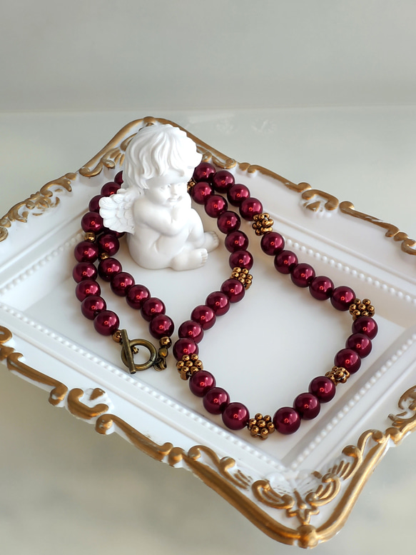 パールとファルファーレのネックレス【モダン】（３種類） 3枚目の画像