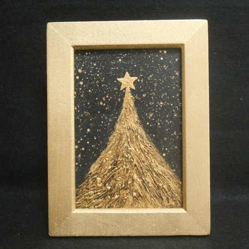 油絵 油彩 油彩画 絵画【黄金クリスマスツリー】