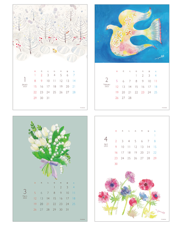 【促銷】2023年花卉與自然水彩月曆【A4】附卡片 第10張的照片