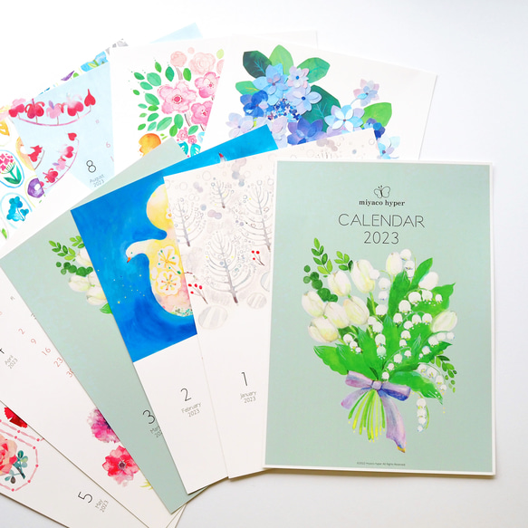 【促銷】2023年花卉與自然水彩月曆【A4】附卡片 第1張的照片