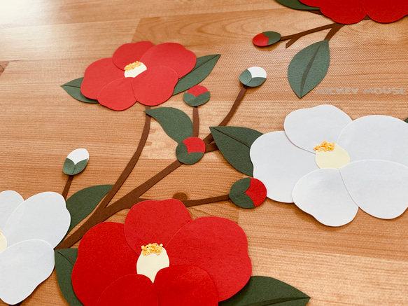 壁面飾り＊季節の花シリーズ【椿】素材3種類　 1枚目の画像