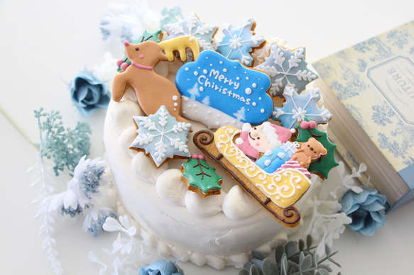 【終了】アイシングクッキー クリスマス　ケーキトッパー 飾り  セット キット 手作り トナカイ サンタクロース 1枚目の画像