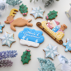 【終了】アイシングクッキー クリスマス　ケーキトッパー 飾り  セット キット 手作り トナカイ サンタクロース 12枚目の画像
