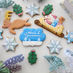 【終了】アイシングクッキー クリスマス　ケーキトッパー 飾り  セット キット 手作り トナカイ サンタクロース 2枚目の画像