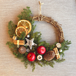 【大人のクリスマス】木の実とヒムロスギのふんわり香るウィンターリース　受注制作 5枚目の画像