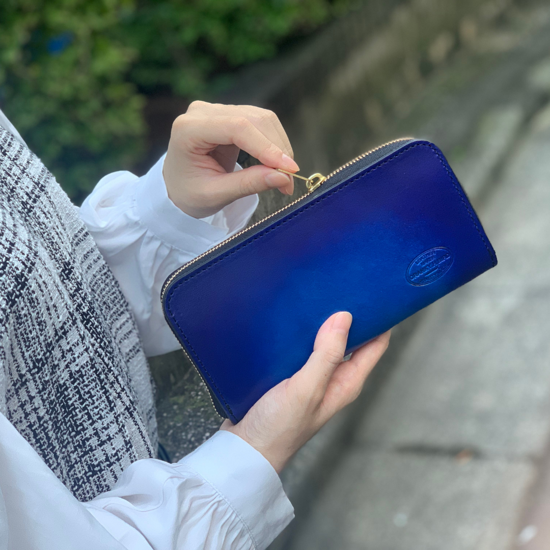 手染めで描くグラデーション長財布　"NOAH GRADATION HAND DYED" ヌメ革