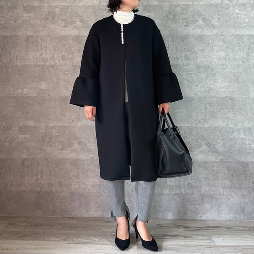 最終値下げ★ プリマシェレル フロントスカラップ パール付き コート ホワイト 即納クーポン対象 フロントスカラップ パール付き コート Prima