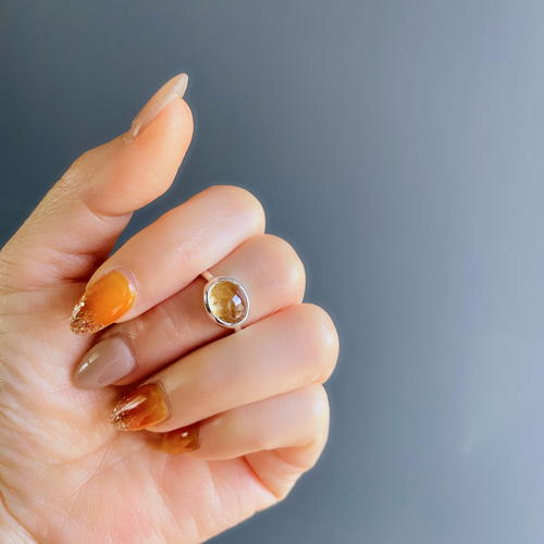 ★極美品★ 英国 オレンジ トルマリン リング ゴールド 9金 UK ☆極美品☆ 英国 オレンジ トルマリン リング ゴールド 9金 UK
