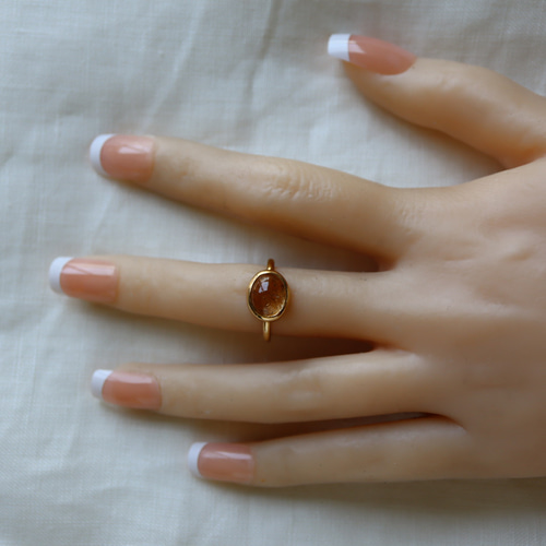 くすみ色 トルマリン ゴールドリング 大人ジュエリー 8.5号 10月誕生石