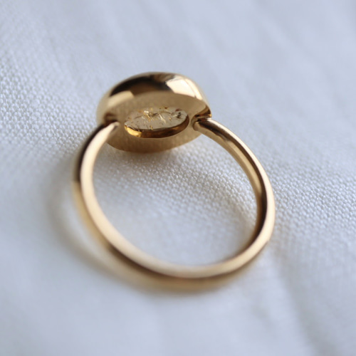 くすみ色 トルマリン ゴールドリング 大人ジュエリー 8.5号 10月誕生石