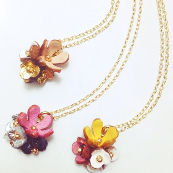 【Leather flower parts】ﾋﾞｵﾗSS(ﾋﾟﾝ付ﾀｲﾌﾟ）same color 3 pieces 4枚目の画像