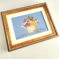 【送料無料】押し花アート・初秋のガーデンの花達の押し花額 1枚目の画像