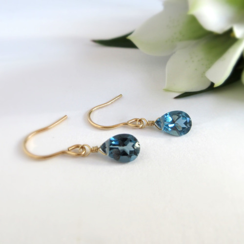 14kgf宝石質ブルートパーズツイストピアス/イヤリング 14kgf宝石質ブルートパーズツイストピアス/イヤリング