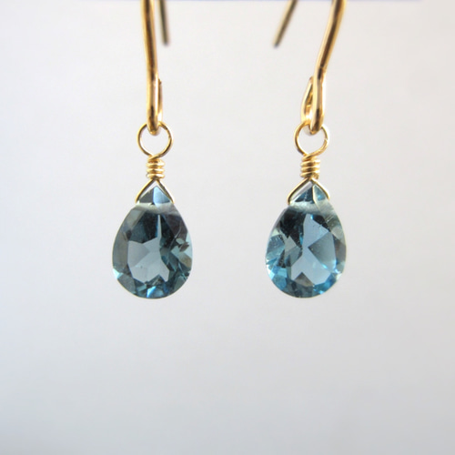 11月の誕生石】宝石質7mm美粒「ロンドンブルートパーズ」14kgfピアス