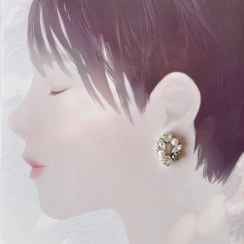 リングビジューピアス/イヤリング イヤリング・ノンホールピアス