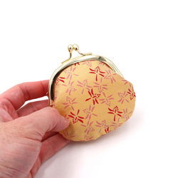 新柄　京の錦織　光峯錦織工房　日本の紋様を楽しむ　とんぼ　がま口　ベージュ赤 6枚目の画像