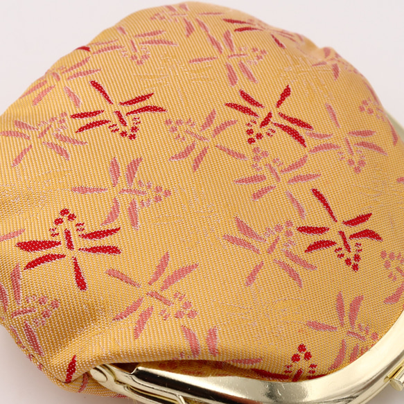 新柄　京の錦織　光峯錦織工房　日本の紋様を楽しむ　とんぼ　がま口　ベージュ赤 4枚目の画像