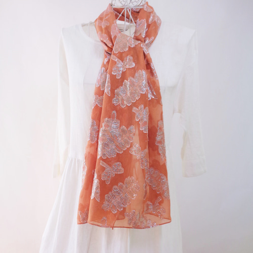 秋色✨新品 シルクコットン 大判ショール シルク スカーフ