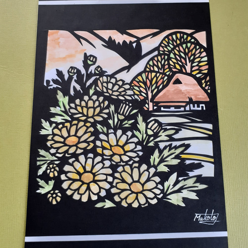 切り絵 田舎の四季 [菊] 切り絵 makochin 通販 14747338｜Creema