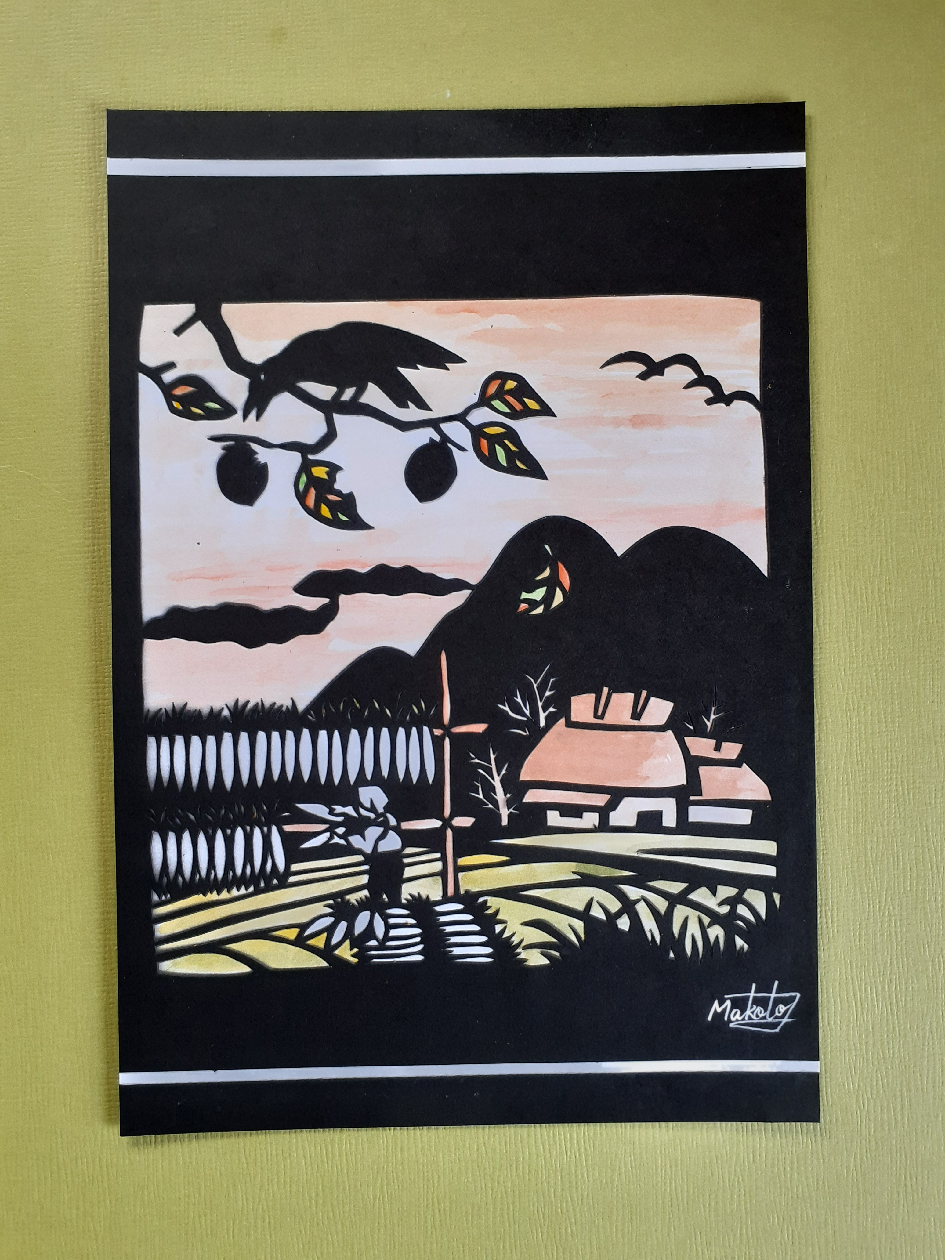 切り絵　田舎の四季/春夏秋冬４点セット 切り絵 田舎の四季/春夏秋冬4点セット
