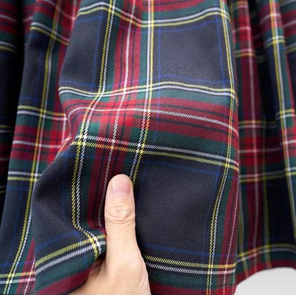 Morino Gakko Large Size Tartan Check Pattern 褶皺裙 [Dark Navy Base 第8張的照片