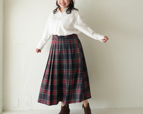 ﾓﾘﾉｶﾞｯｺｳ 大きいサイズ チェックスカート 【ダークネイビーチェック柄