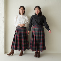 Morino Gakko Large Size Tartan Check Pattern 褶皺裙 [Dark Navy Base 第18張的照片