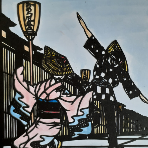 切り絵 富山越中八尾おわら風の盆 切り絵 makochin 通販 14747574