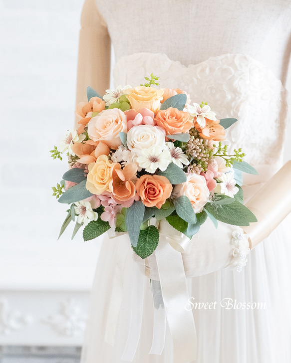 【オーダーメイド】プリザーブドフラワーのナチュラルブーケ＆ブートニア 造花