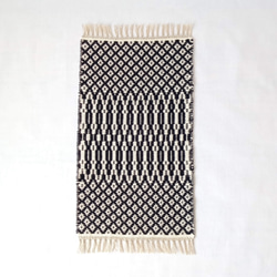 【手織り】ローゼンゴン織の卓上マット（ブラック×ナチュラルホワイト） 1枚目の画像