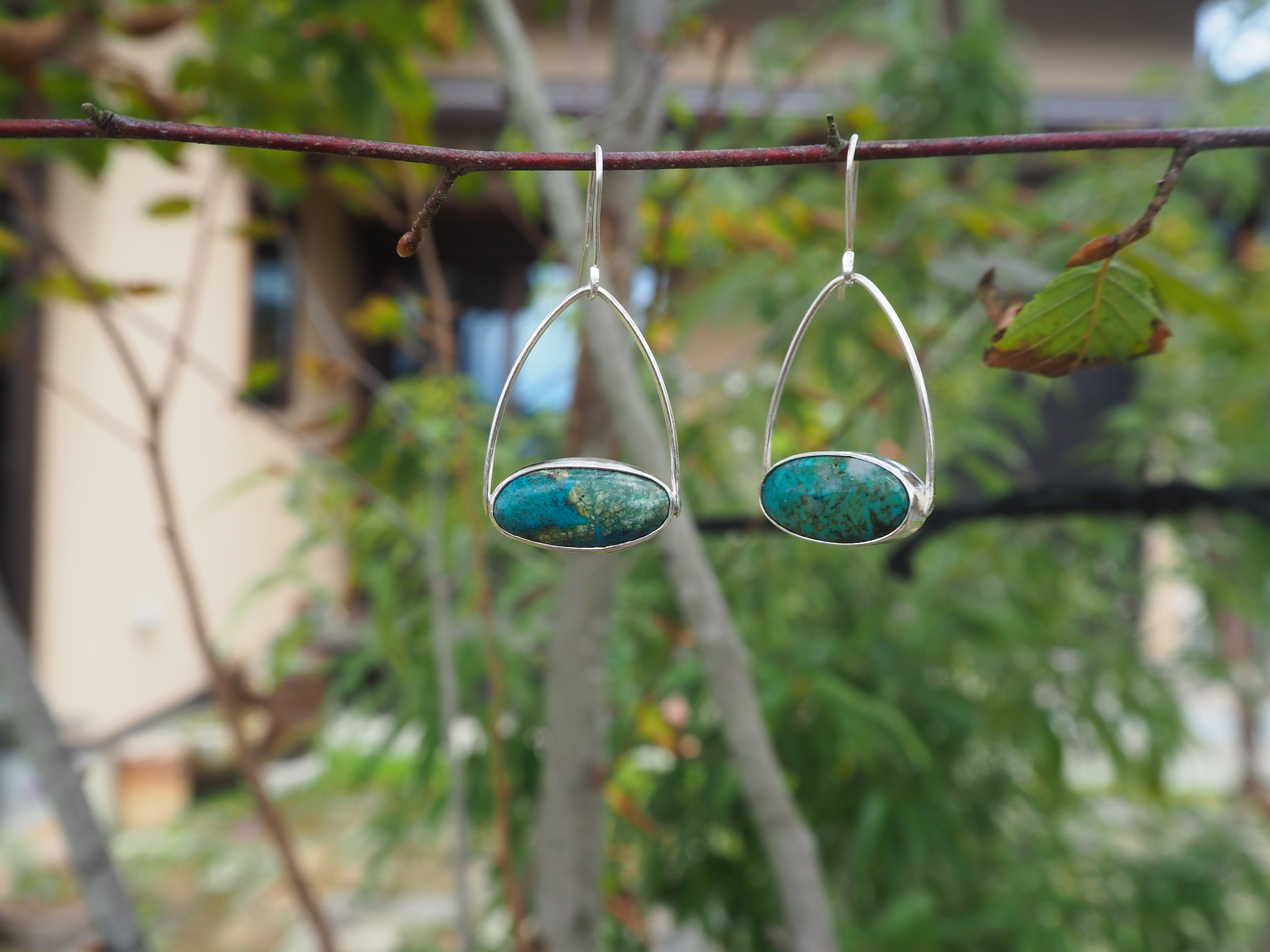 turquoise ターコイズ ピアス 38mm silver925 一点物