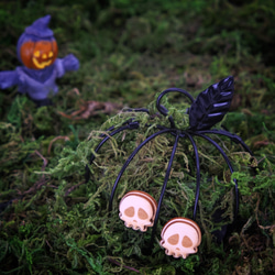 可愛骷髏骨頭純銀木耳環| 夜光| halloween 第3張的照片