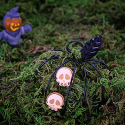 可愛骷髏骨頭純銀木耳環| 夜光| halloween 第2張的照片