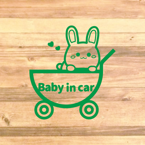 【車用・車用商品・カー用品】ベビーカーに乗ってるうさぎちゃんが可愛い！Babyincarステッカー♪貼って車を可愛く！ 7枚目の画像