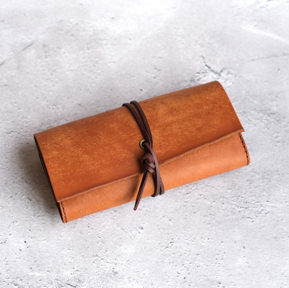 guruguru長財布 キャメル］春財布 本革 手縫い 手縫い 大容量 革財布
