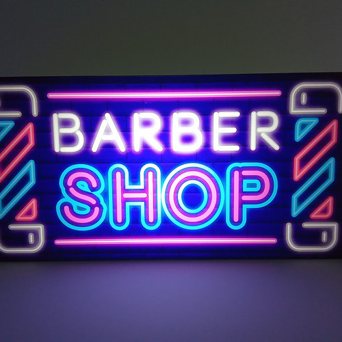Mサイズ】バーバー 理容室 ヘアーサロン 床屋さん 店舗 看板 置物 雑貨