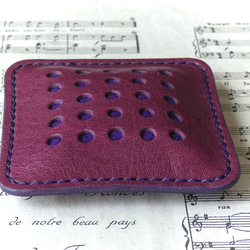 イタリア革のピンクッション／紫 3枚目の画像