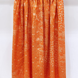 着物　スカート　オレンジ　四季草　扇　亀甲　和柄　和風　アップサイクル　シルク　サスティナブル 7枚目の画像