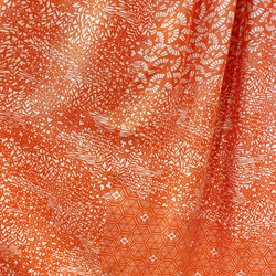 着物　スカート　オレンジ　四季草　扇　亀甲　和柄　和風　アップサイクル　シルク　サスティナブル 8枚目の画像