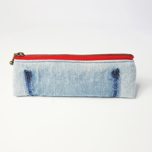 三角ミニタイプ ペンケース リメイク デニム ジーンズ 一点物 RD168