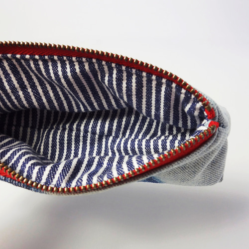 三角ミニタイプ ペンケース リメイク デニム ジーンズ 一点物 RD168