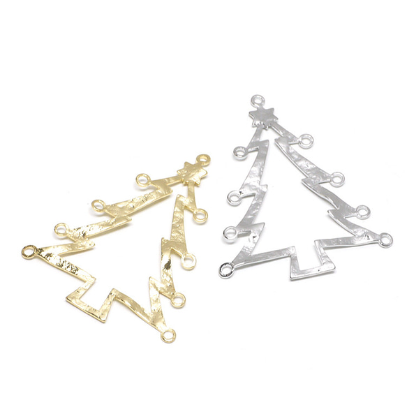 新商品 [2 件] 聖誕樹圖案銀色吊飾帶戒指 NF 第6張的照片