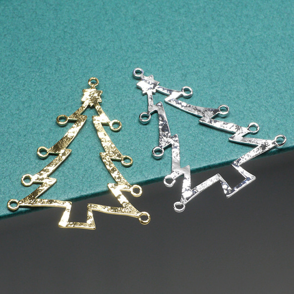 新商品 [2 件] 聖誕樹圖案銀色吊飾帶戒指 NF 第7張的照片