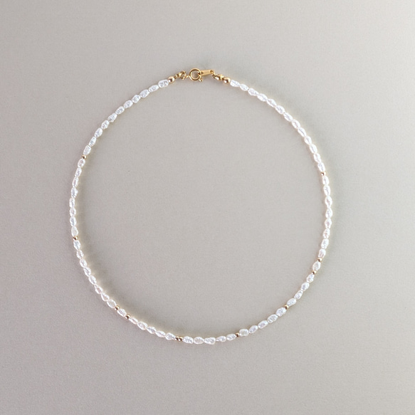 ✿特色✿手術不鏽鋼小珍珠短項鍊淡水珍珠項鍊<14Kgf換○> 第2張的照片