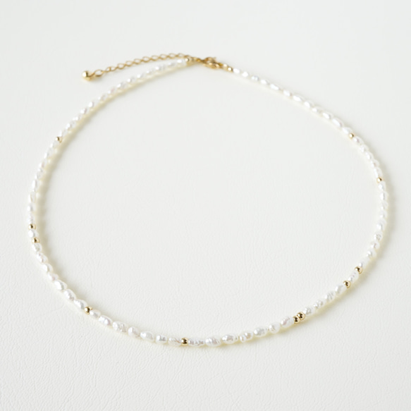 ✿特色✿手術不鏽鋼小珍珠短項鍊淡水珍珠項鍊<14Kgf換○> 第5張的照片