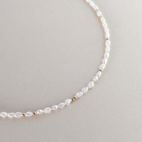 ✿特色✿手術不鏽鋼小珍珠短項鍊淡水珍珠項鍊<14Kgf換○> 第3張的照片