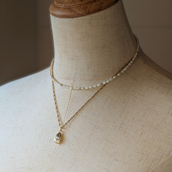 ✿特色✿手術不鏽鋼小珍珠短項鍊淡水珍珠項鍊<14Kgf換○> 第7張的照片