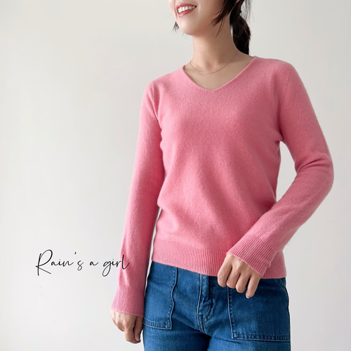 美品 ◇ Drawer 定価9,7万 ニット カシミヤ100 ピンク Vネック